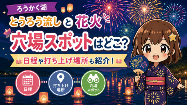 ろうかく湖とうろう流しと花火
